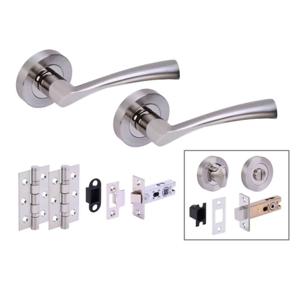 LOBO PNP/SNP Bath Deadbolt Doorpack (x2 76mm hinges) 76mm Deadbolt & Latch