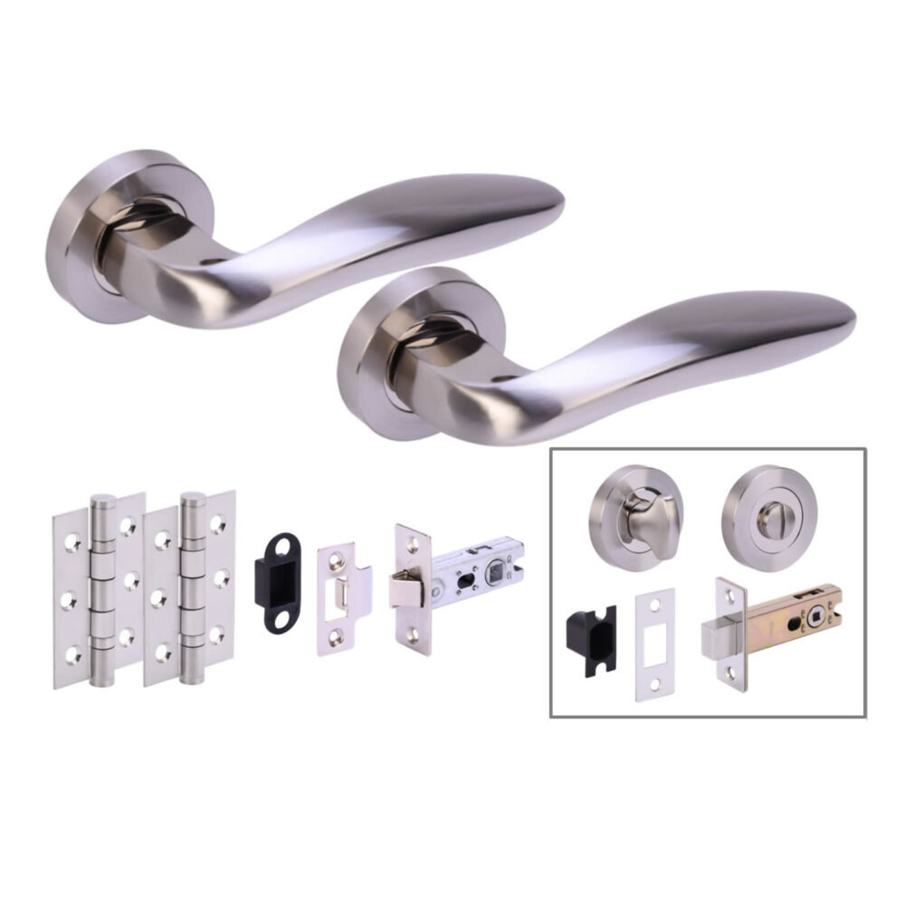 LAGUS PNP/SNP Bath Deadbolt Doorpack (x2 76mm hinges) 76mm Deadbolt & Latch