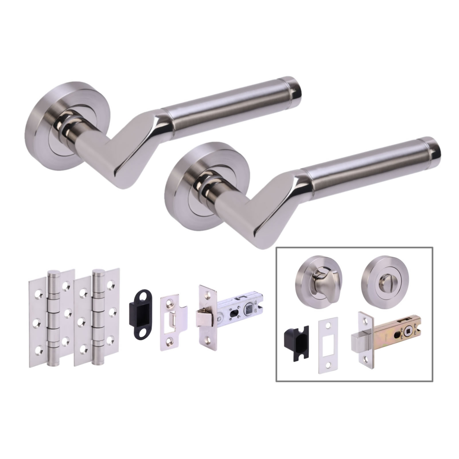 TUCANA PNP/SNP Bath Deadbolt Doorpack (x2 76mm hinges) 76mm Deadbolt & Latch
